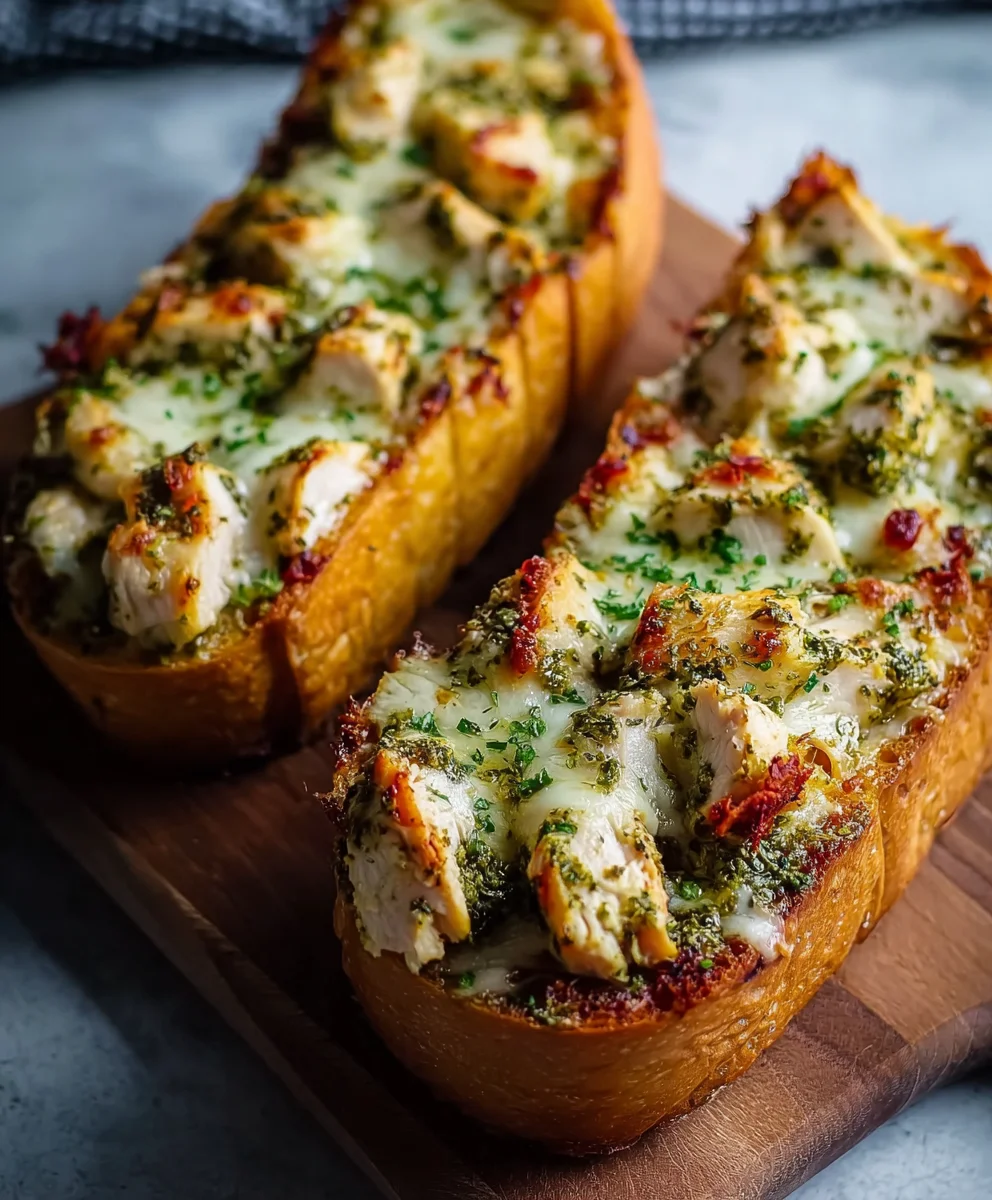 Pesto Chicken Garlic Bread Recipe - Easy & Flavorful