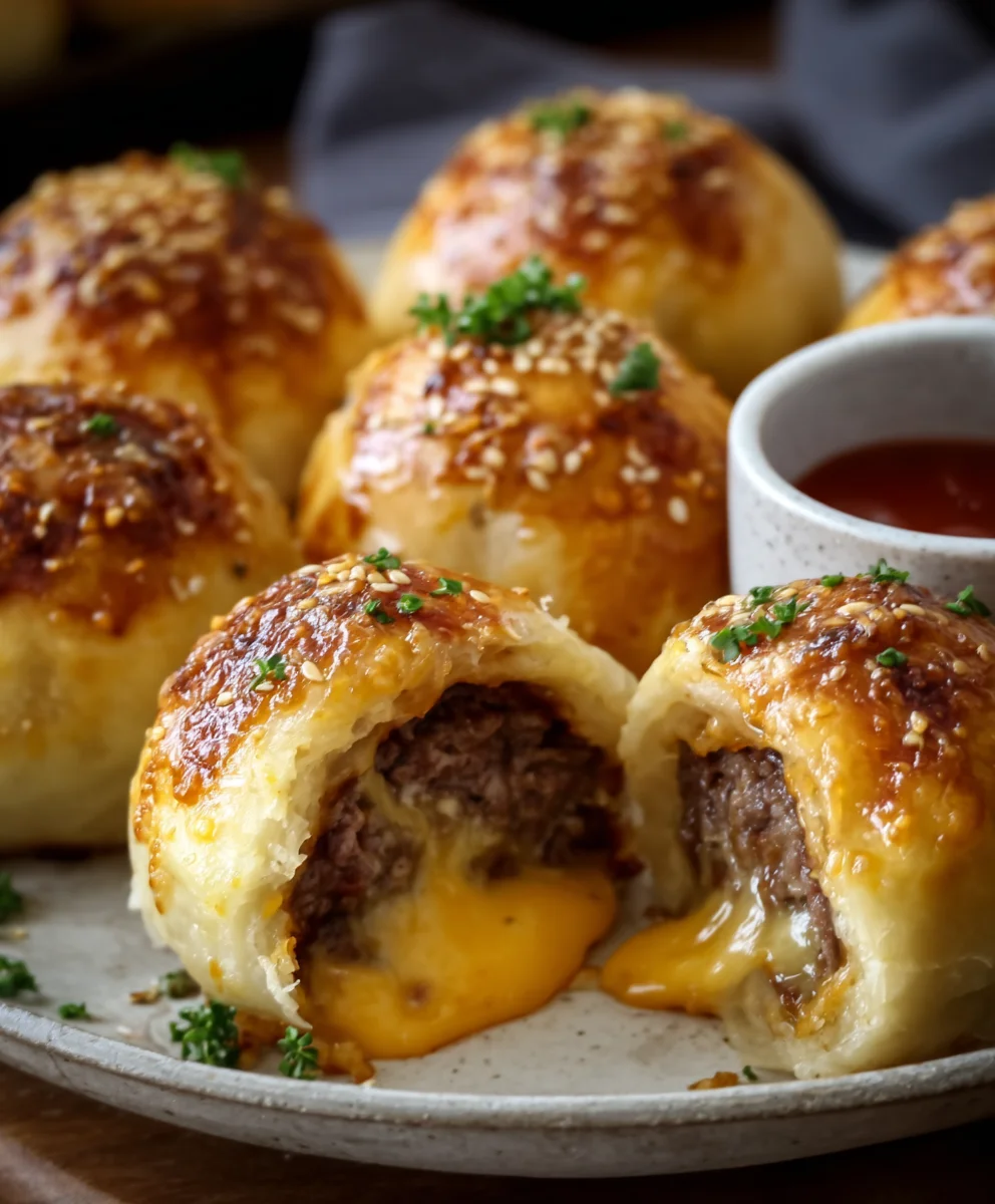 Garlic Parmesan Cheeseburger Bombs- Easy Appetizer