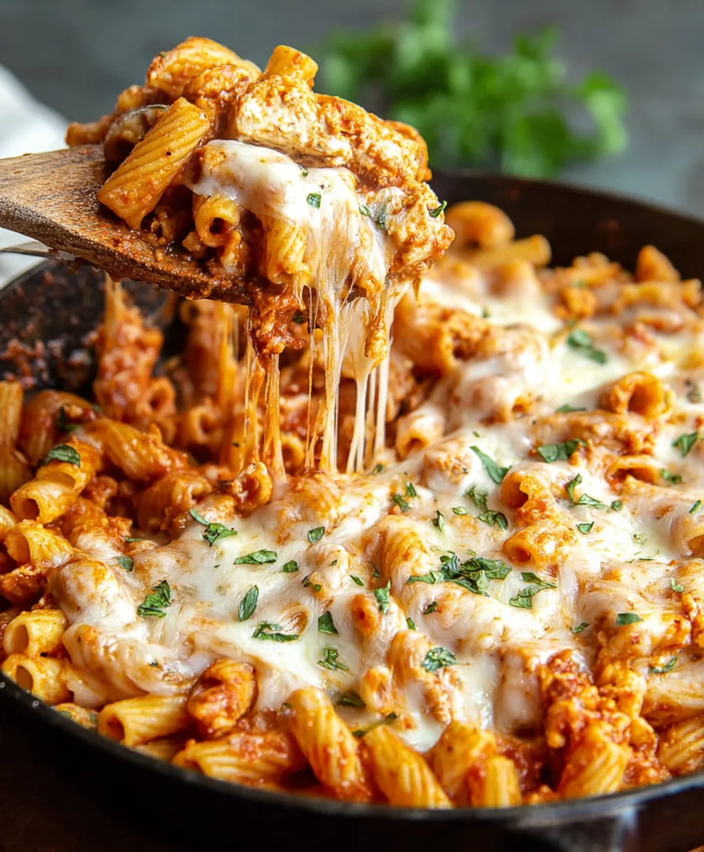 Easy Chicken Parmesan Pasta Skillet Recipe