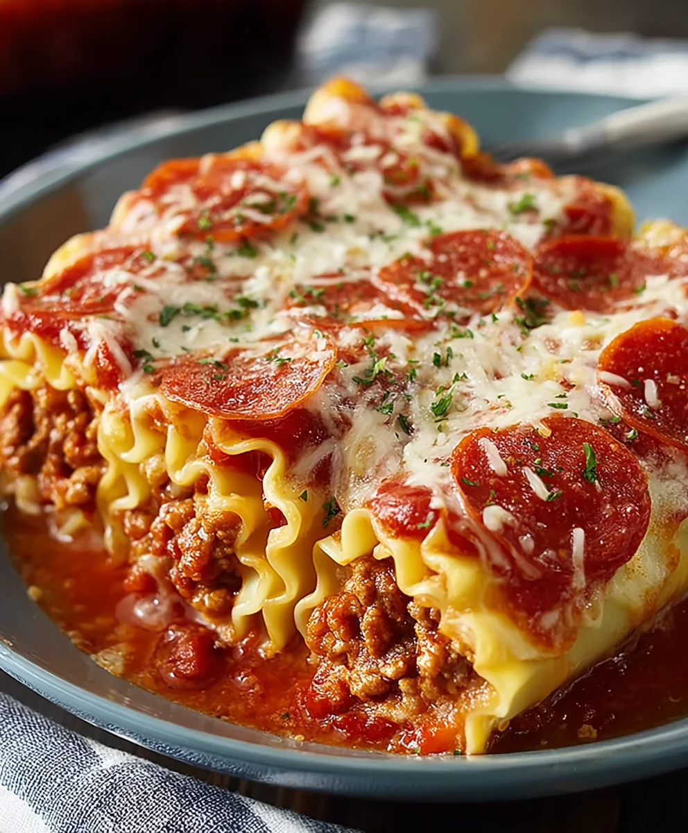 Beef Beef Pepperoni Pizza Lasagna Roll Ups - Easy Dinner