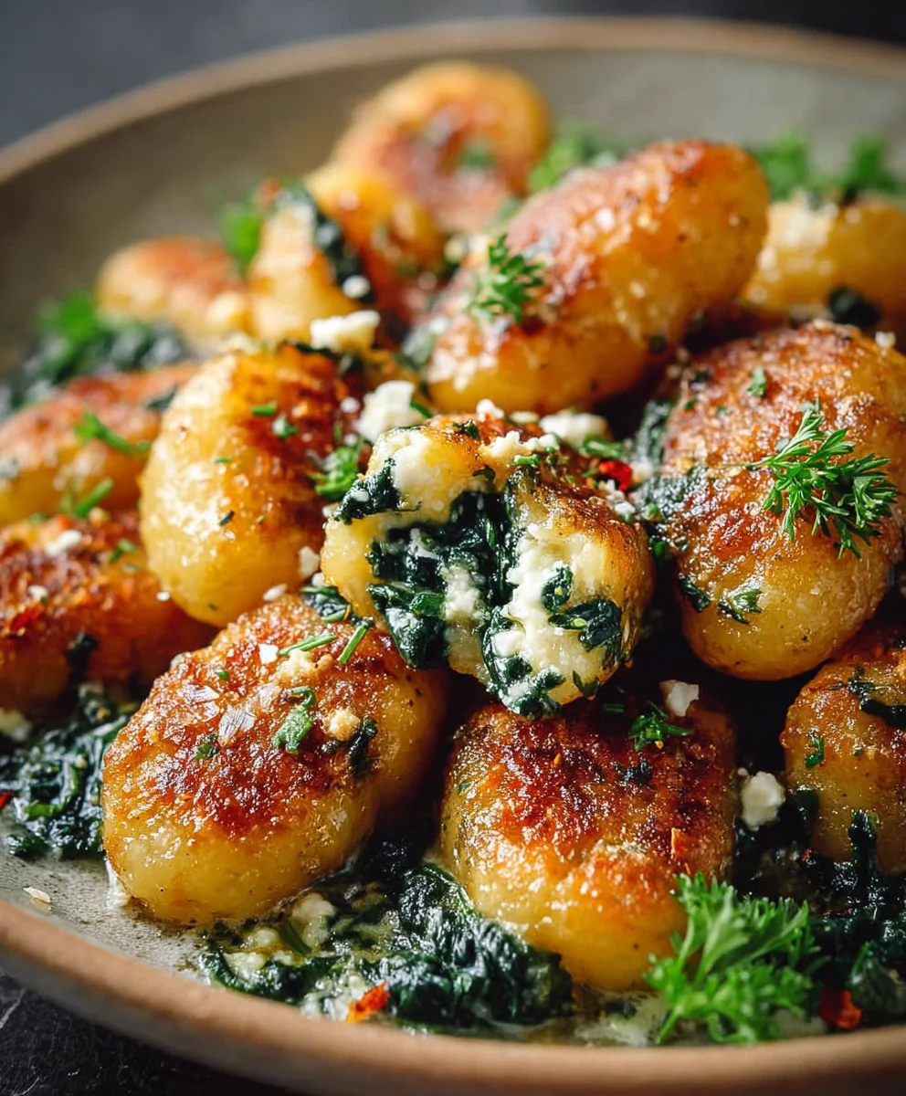 Crispy Gnocchi Spinach Feta - Quick & Easy Recipe