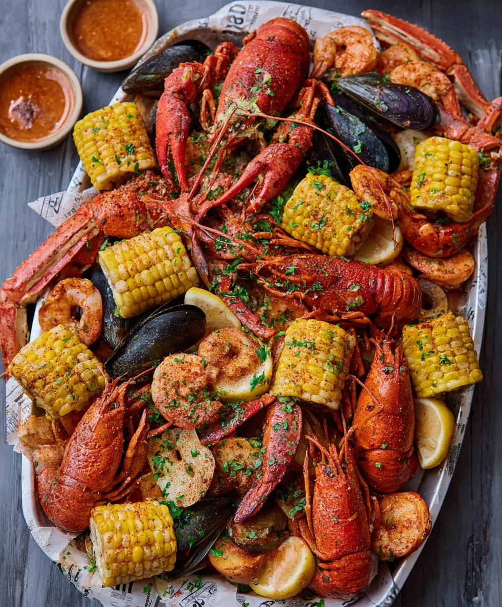 Spicy Cajun Seafood Boil Homemade Garlic Butter