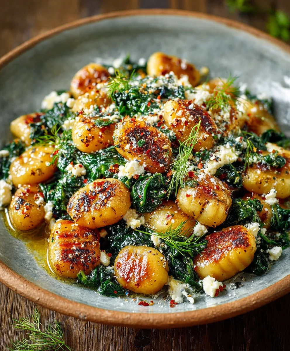 Crispy Gnocchi Spinach Feta - Quick & Easy Recipe