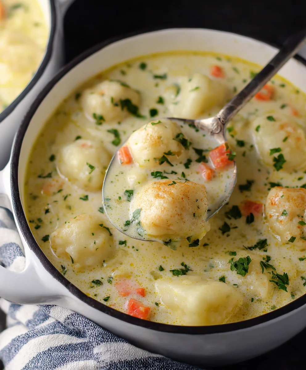 Creamy Knoephla Soup-Hearty Potato Dumpling Delight