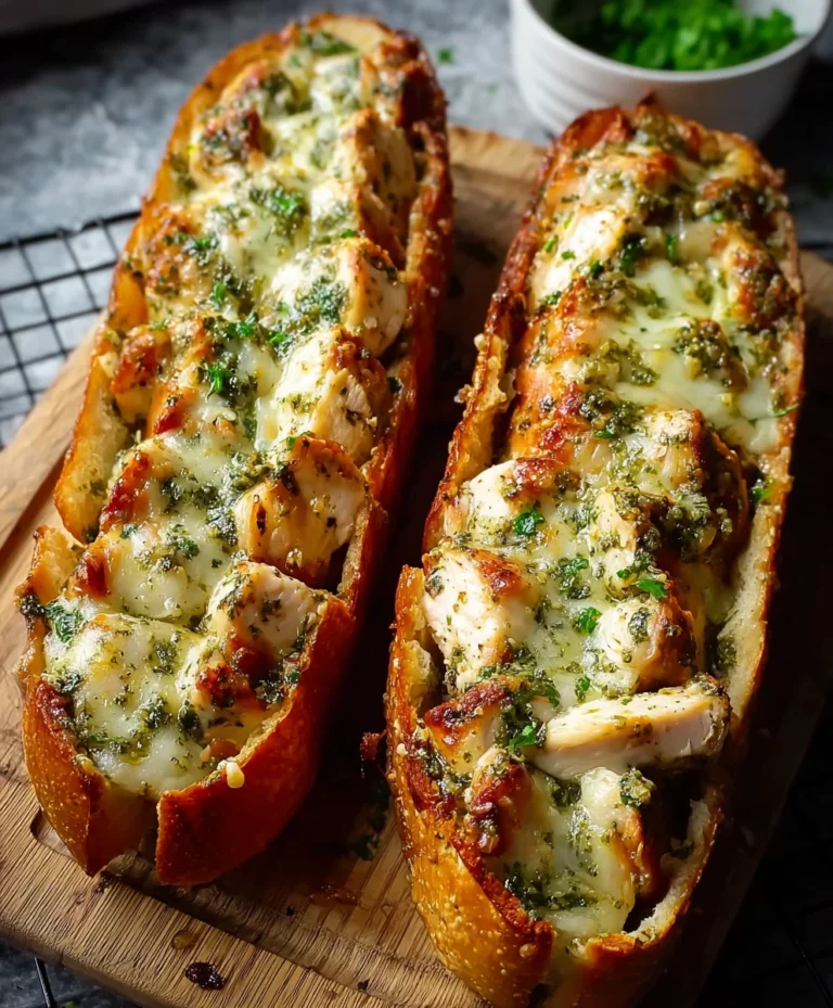 Pesto Chicken Garlic Bread Recipe – Easy & Flavorful