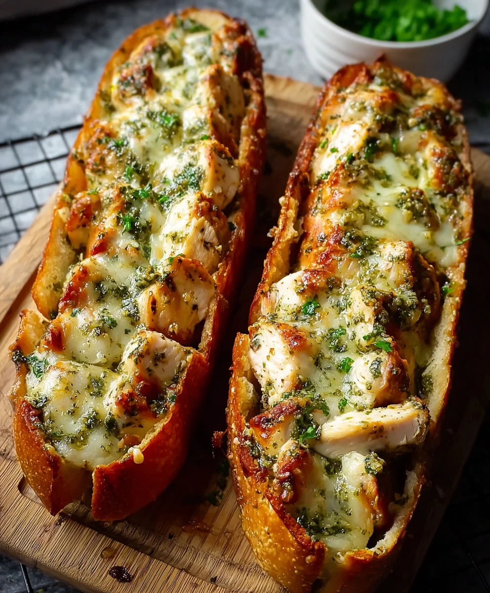 Pesto Chicken Garlic Bread Recipe - Easy & Flavorful