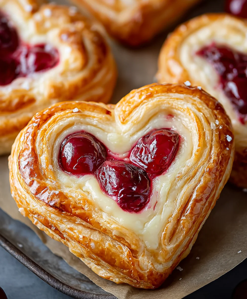 Heart-Shaped Cherry Cheese Danish Recipe Delight