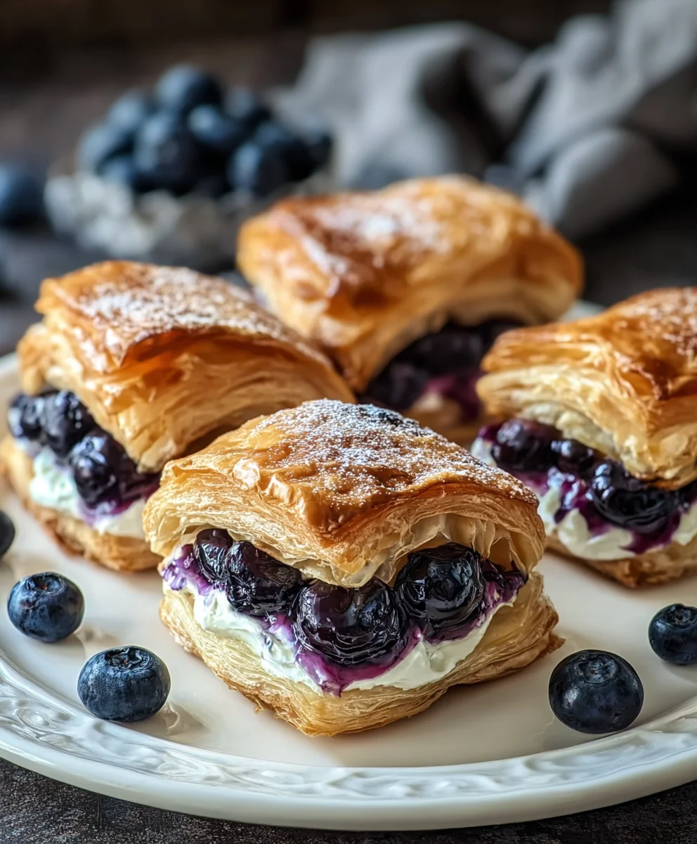 Blueberry Cream Cheese Puff Pastry-Easy Dessert