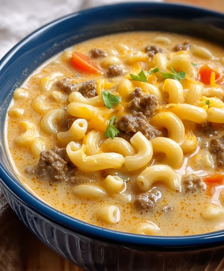 Cheeseburger Macaroni Soup- Creamy Comfort Recipe