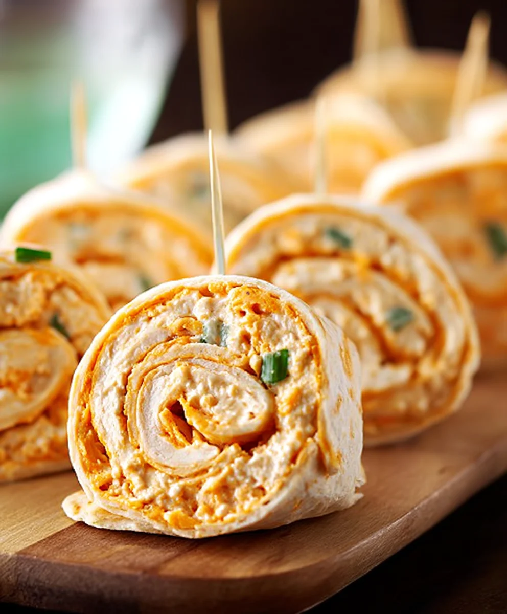 Spicy Buffalo Chicken Tortilla Pinwheels-Easy Appetizer