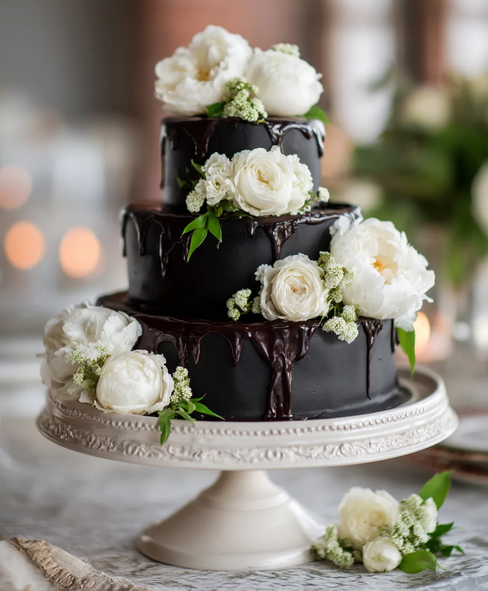 Black Tie Wedding Flowers - Grandmas Style at Wool Factory