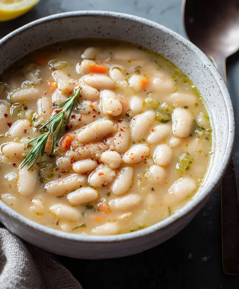 Greek White Bean Soup – Garlic Lemon Flavor