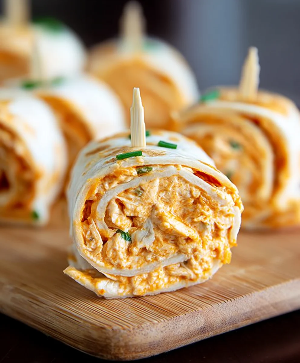Spicy Buffalo Chicken Tortilla Pinwheels-Easy Appetizer