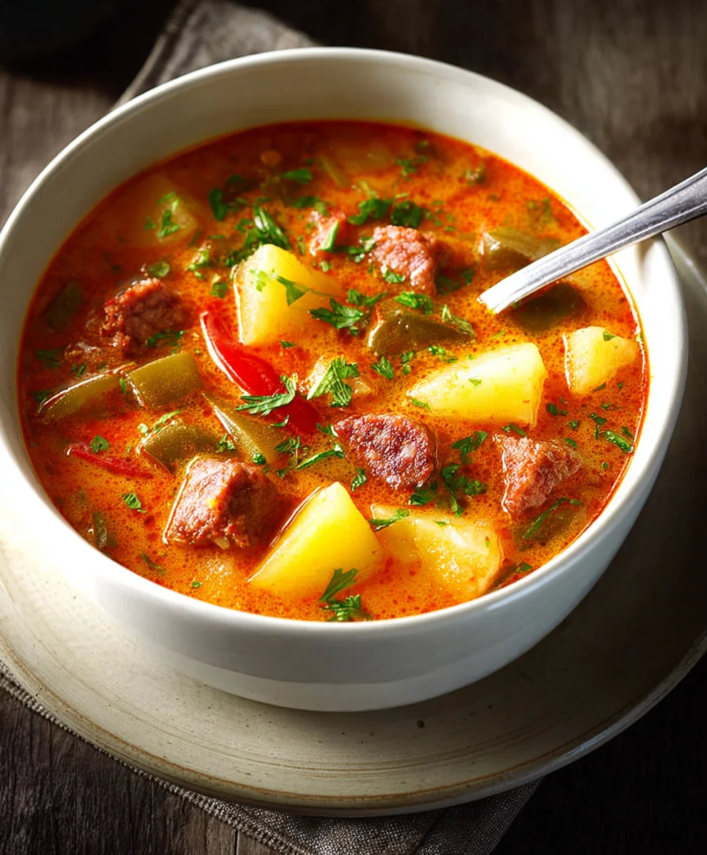 Hearty Spanish Beef Beef Chorizo Potato Soup Recipe