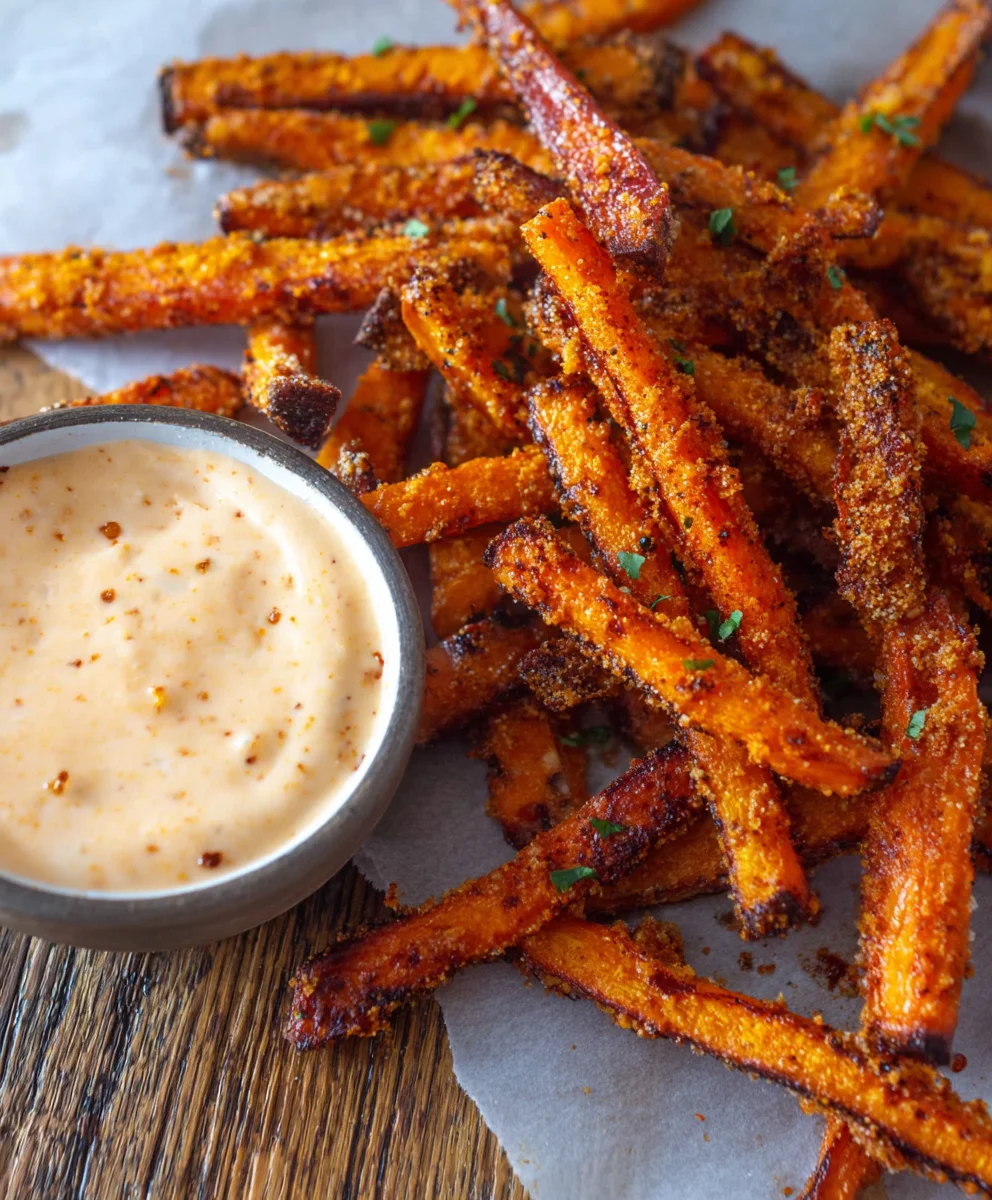 Baked Carrot Fries-Paprika Garlic Aioli Recipe