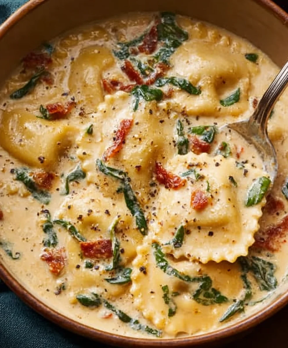 Creamy Tuscan Ravioli Soup - Easy Comfort Food