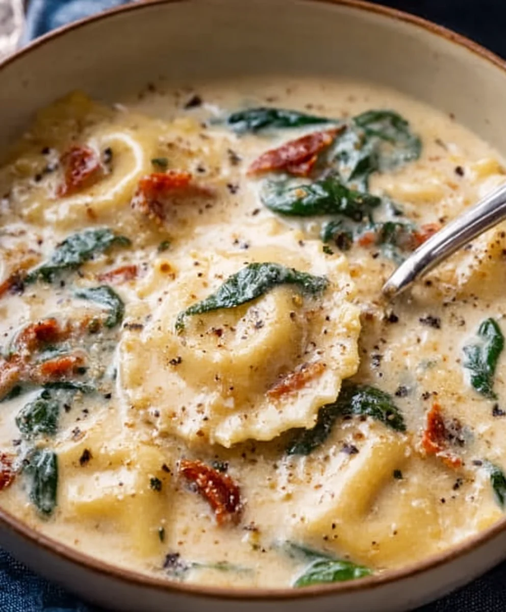 Creamy Tuscan Ravioli Soup - Easy Comfort Food