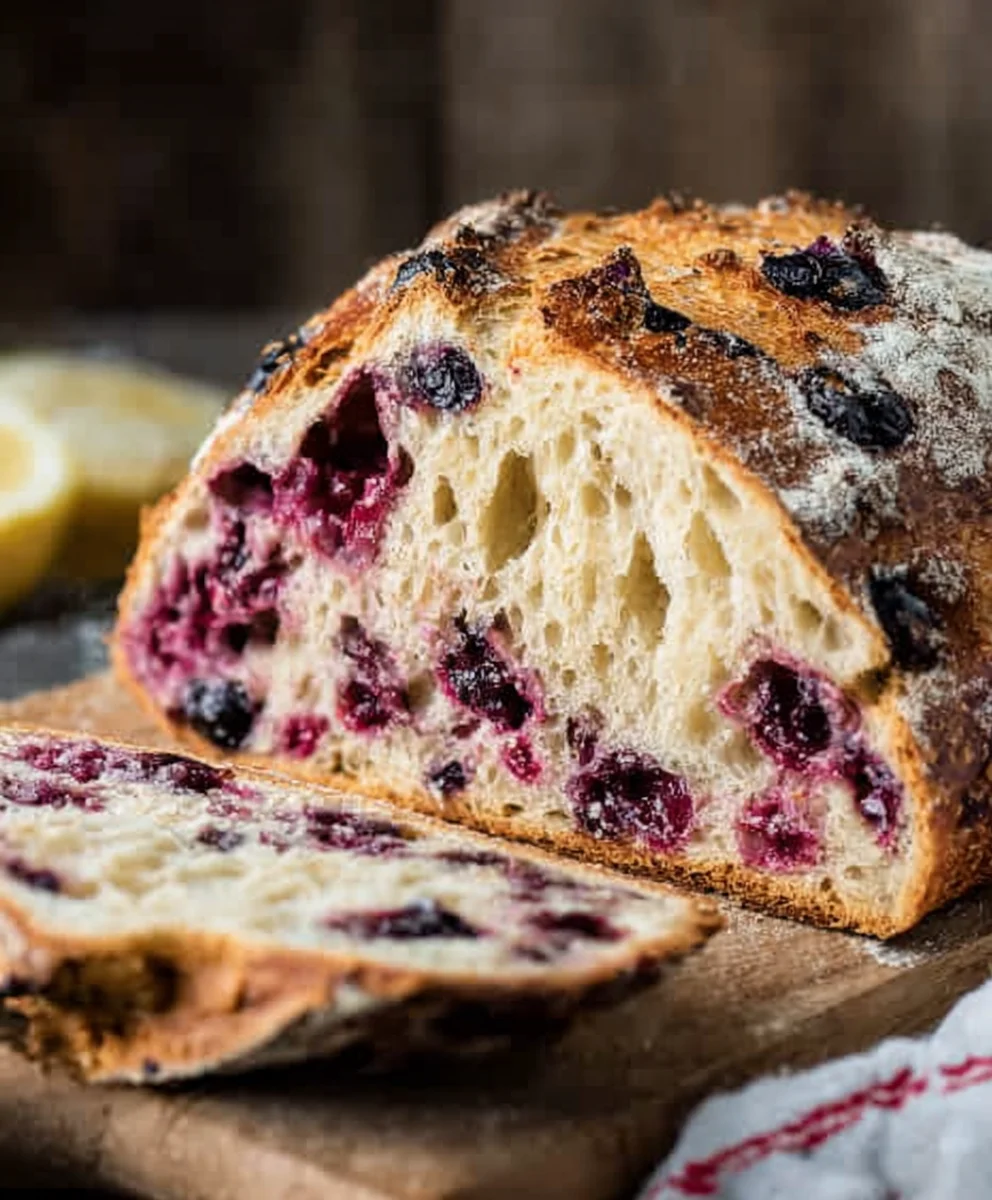 Lemon Blueberry Sourdough Bread-Easy & Delicious