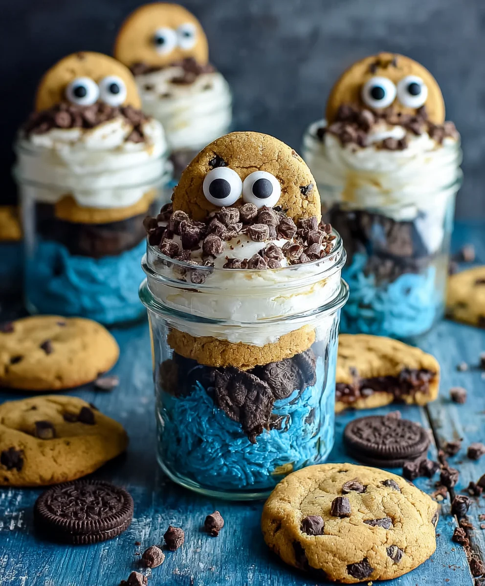 Cookie Monster Cake Jars-Fun Treat Recipe