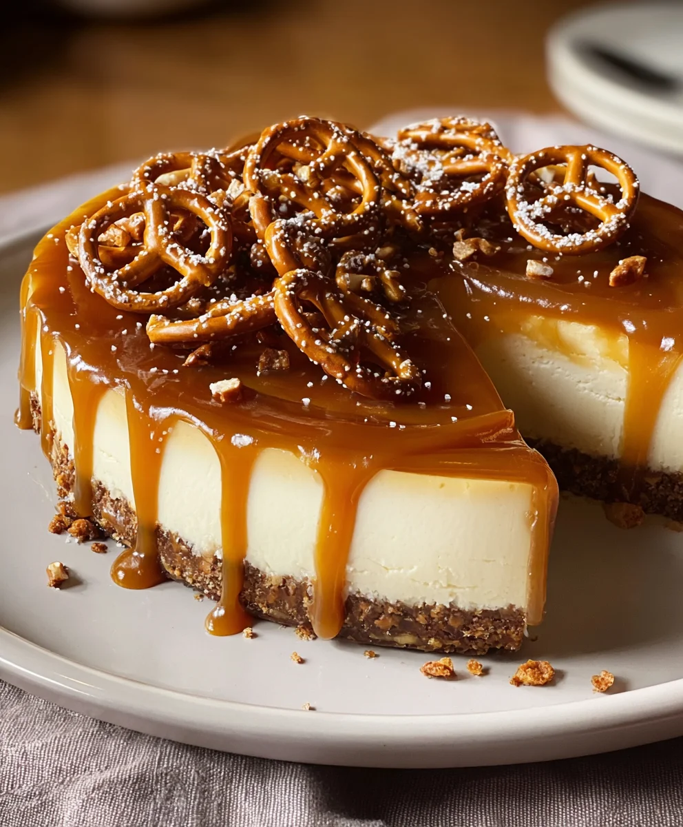 Salted Caramel Pretzel Cheesecake- Easy & Delicious Recipe