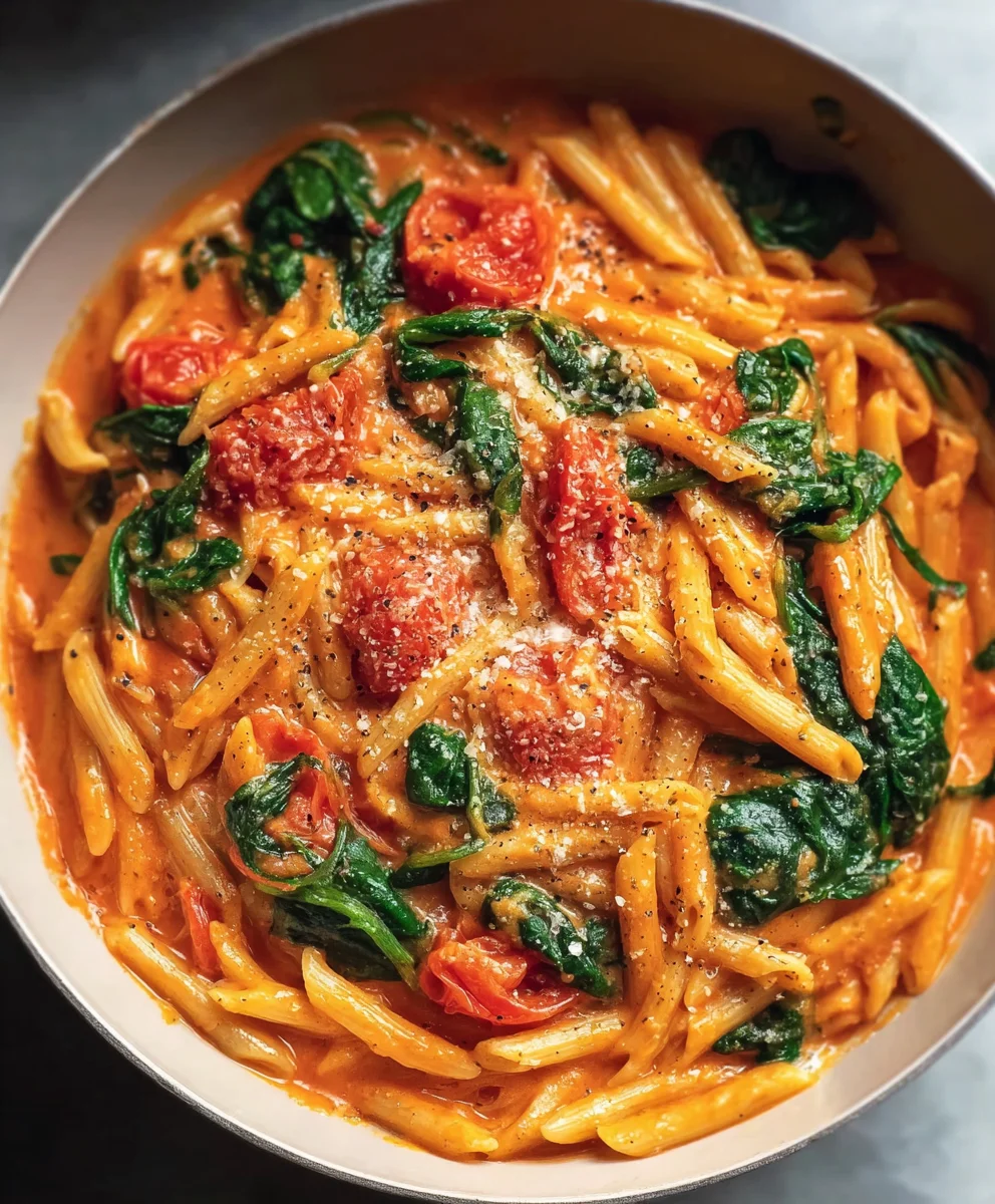 Creamy Tomato Spinach Pasta - Easy & Delicious Meal