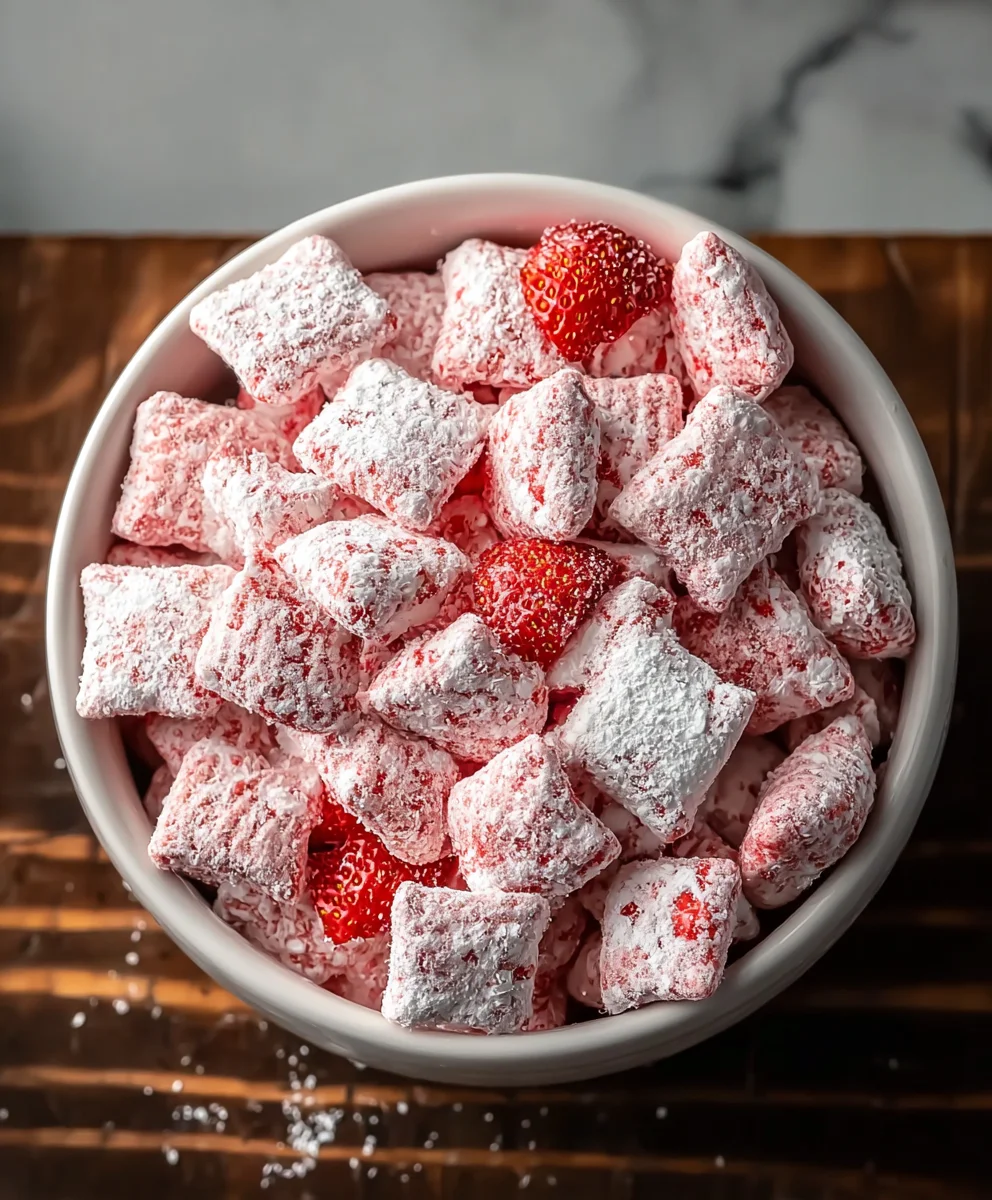 Easy Strawberry Shortcake Puppy Chow Recipe