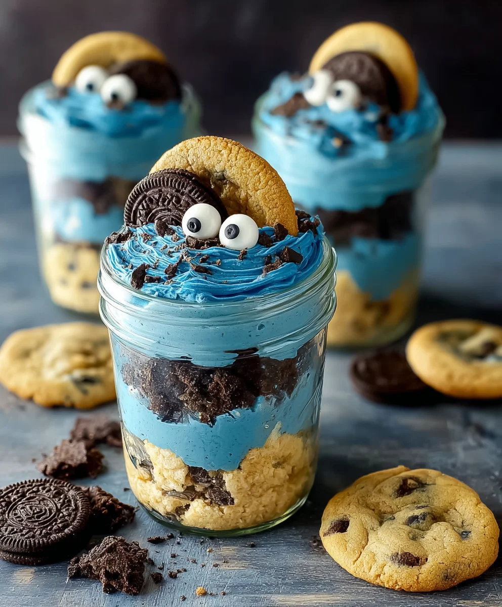 Cookie Monster Cake Jars-Fun Treat Recipe