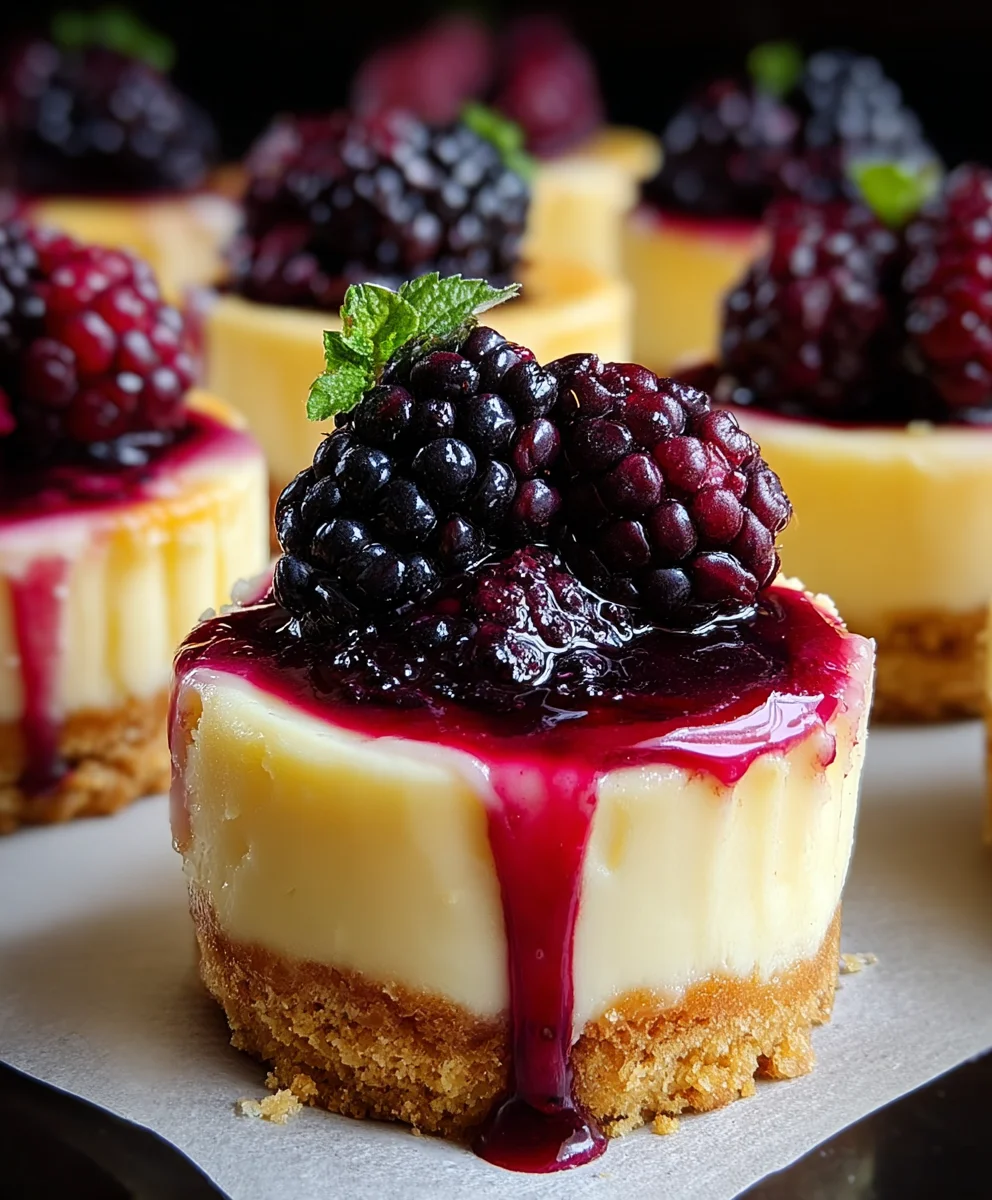 Lemon Raspberry Blackberry Mini Cheesecakes-Sweet & Tangy