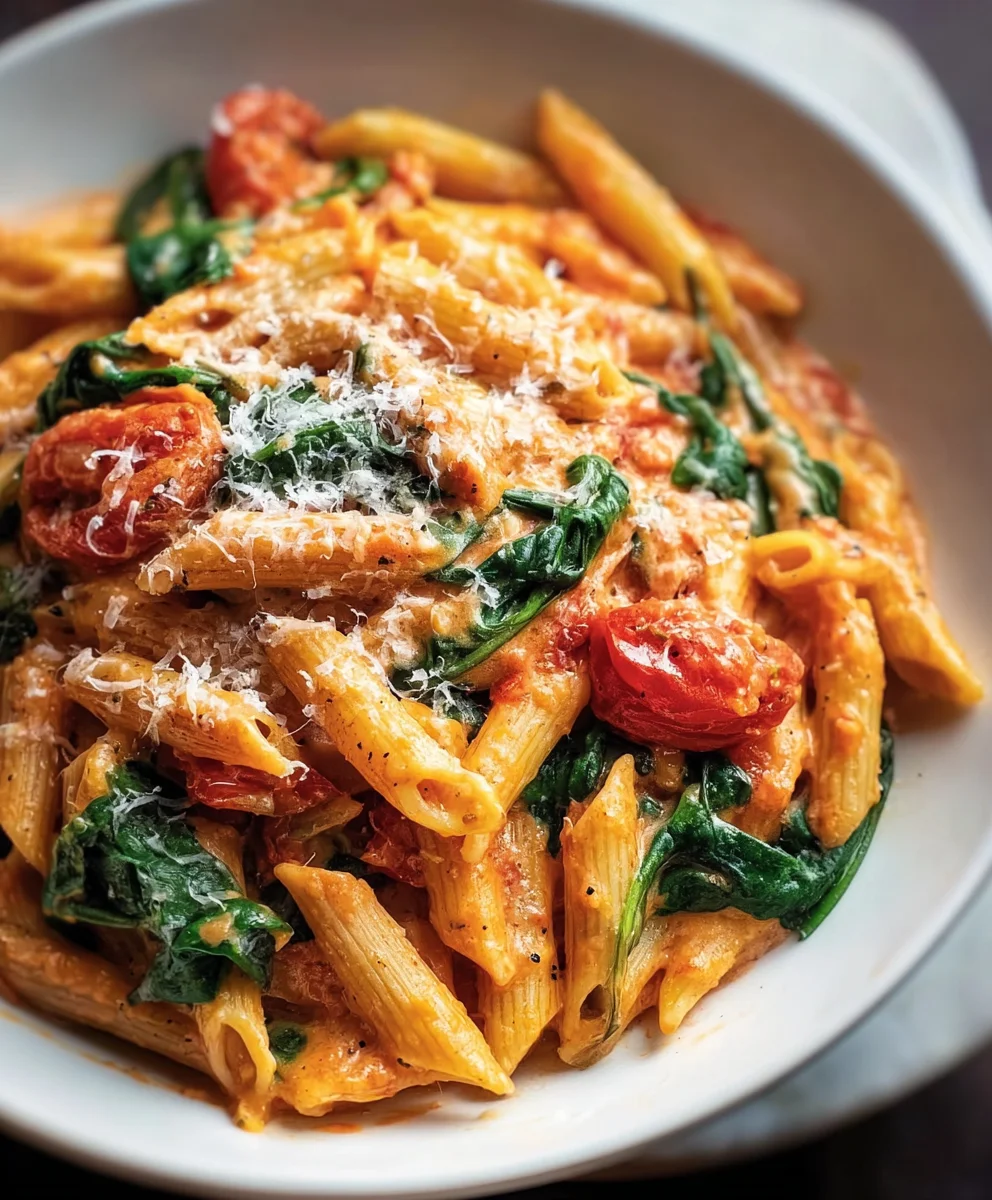 Creamy Tomato Spinach Pasta - Easy & Delicious Meal