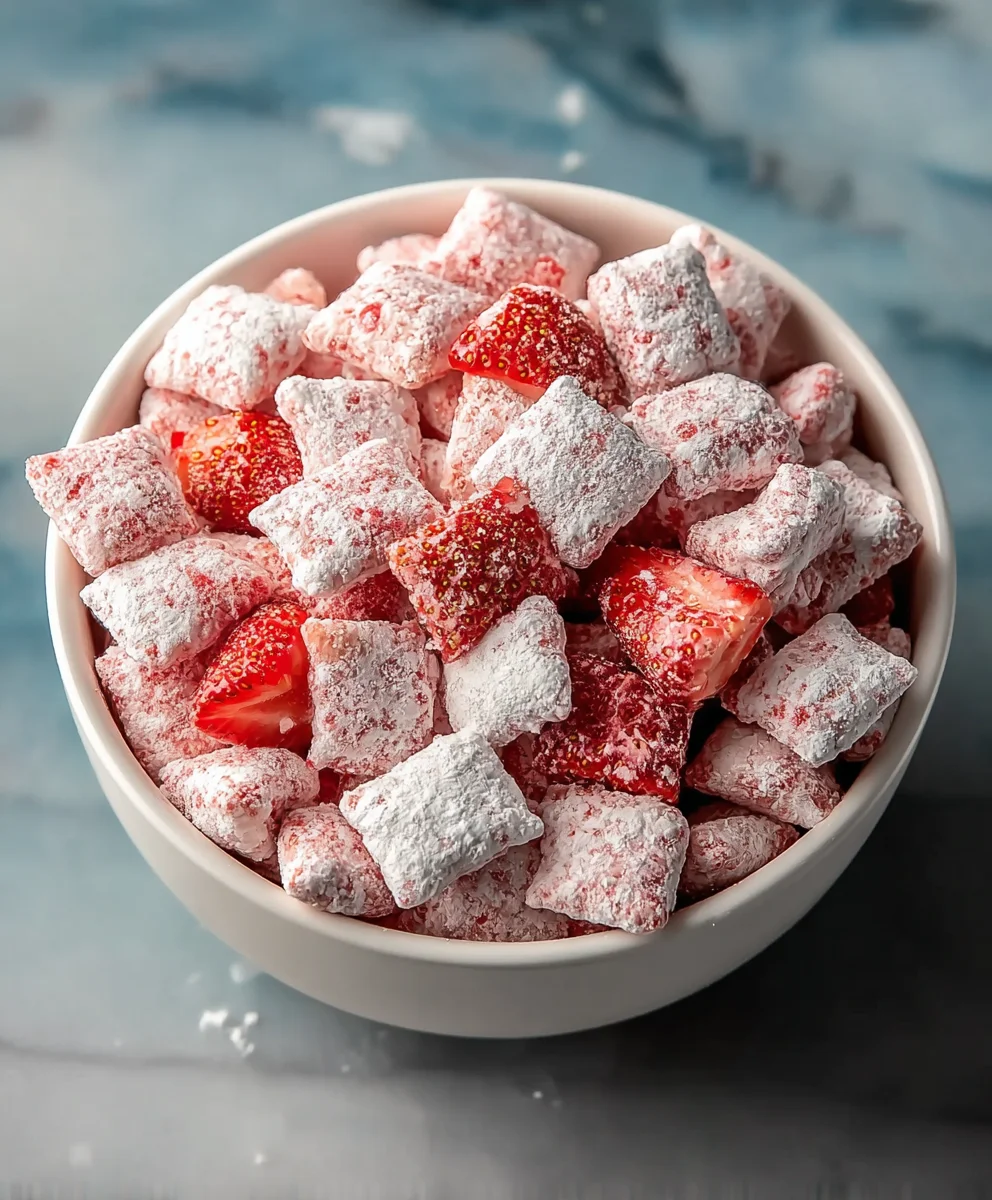 Easy Strawberry Shortcake Puppy Chow Recipe