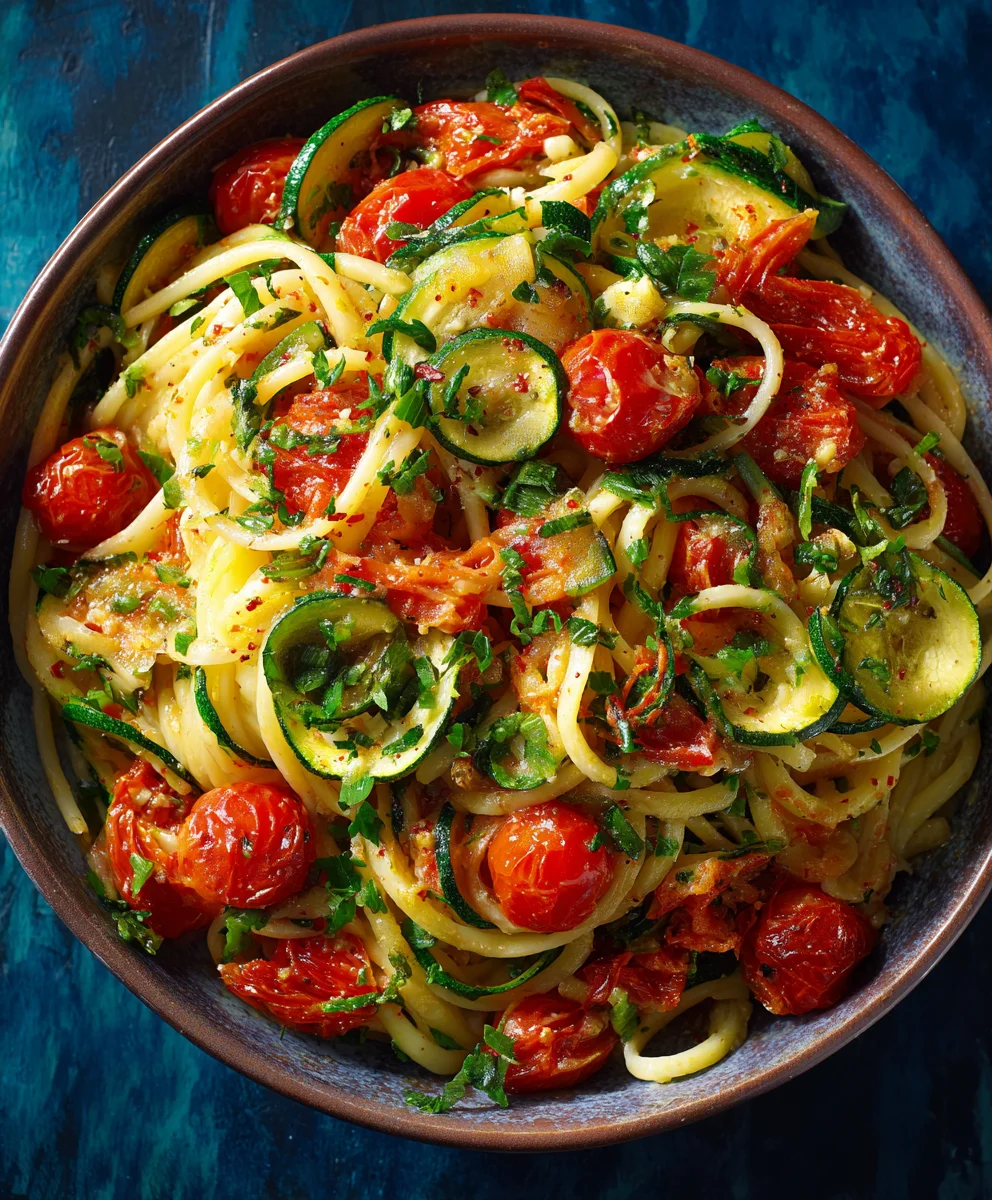 Healthy Tomato Zucchini Pasta - Quick & Easy Meal