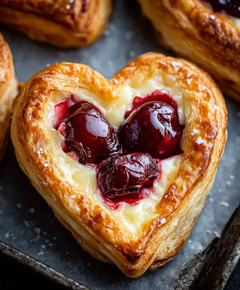 Heart-Shaped Cherry Cheese Danish Recipe Delight