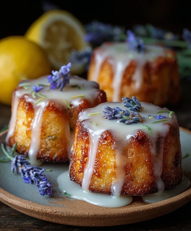Mini Lemon Cakes With Lavender Glaze