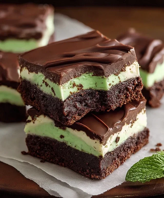Triple-layer chocolate mint squares