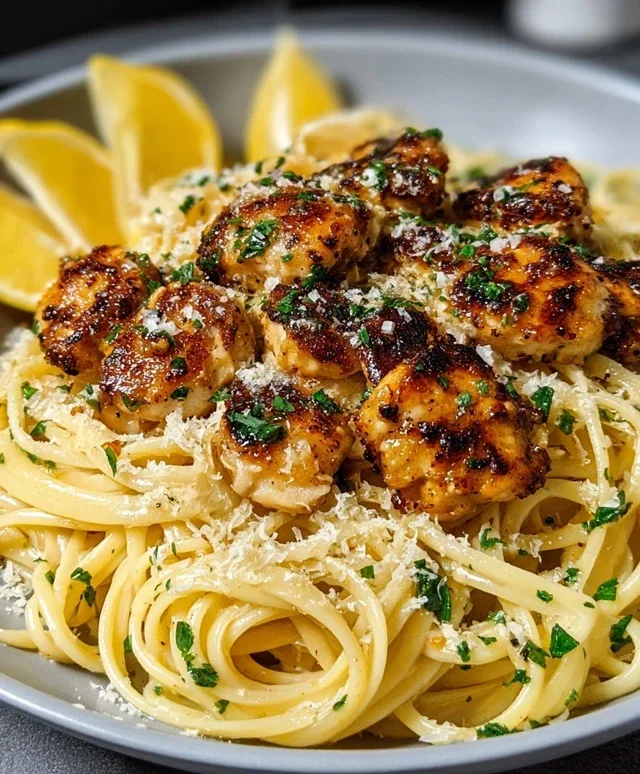 Lemon Garlic Butter Chicken Parmesan Linguine
