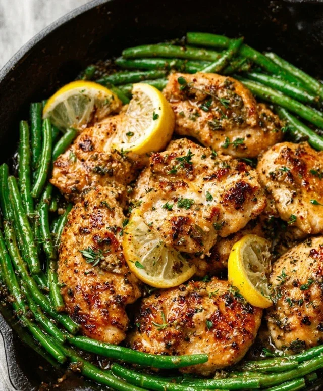 Lemon Garlic Butter Chicken and Green Beans Skillet
