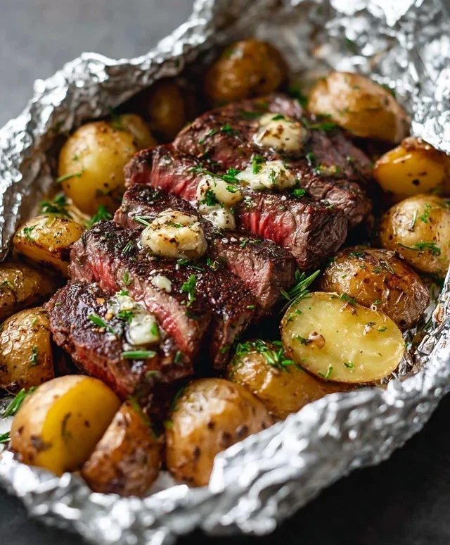 Garlic Steak & Potato Foil Packs