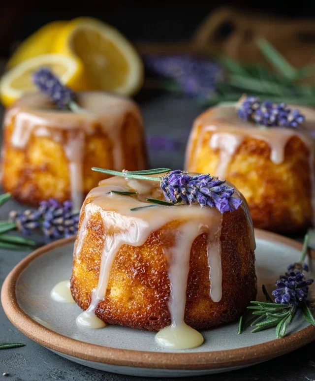 Mini Lemon Cakes With Lavender Glaze