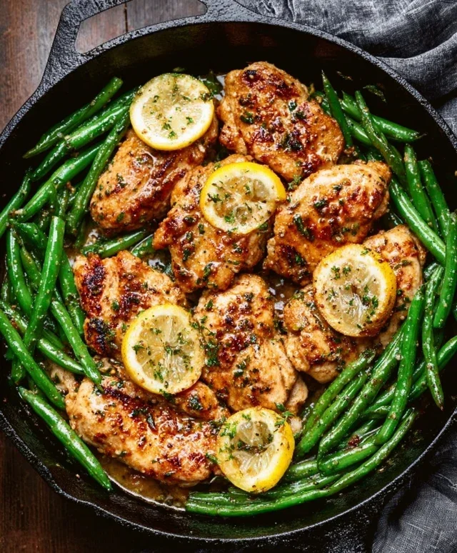 Lemon Garlic Butter Chicken and Green Beans Skillet