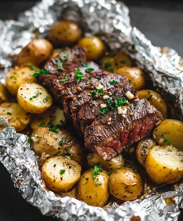 Garlic Steak & Potato Foil Packs
