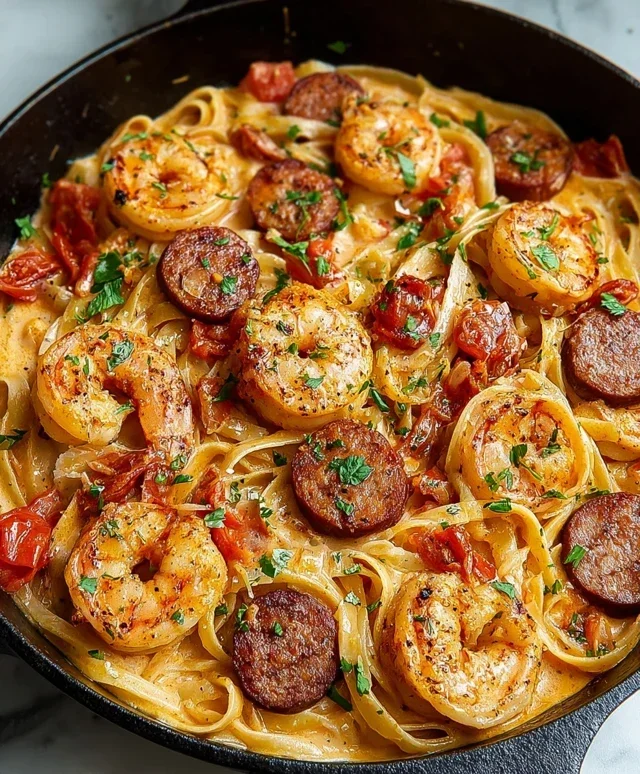Creamy Cajun Shrimp Pasta with Sausage