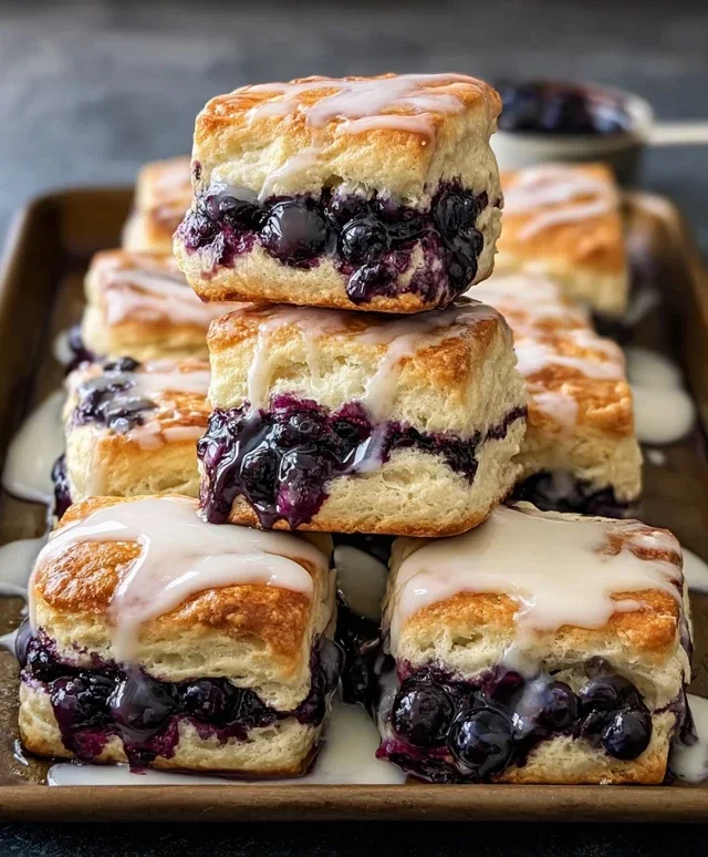 Glazed Blueberry Butter Swim Biscuits