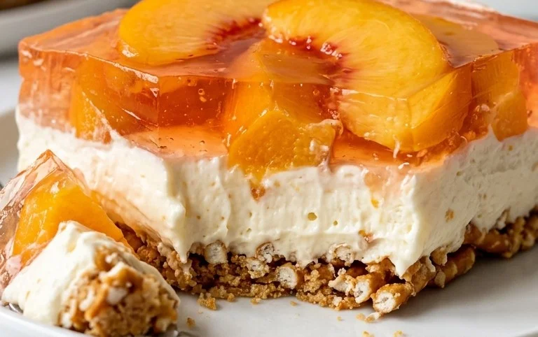 Peach Pretzel Salad Dessert