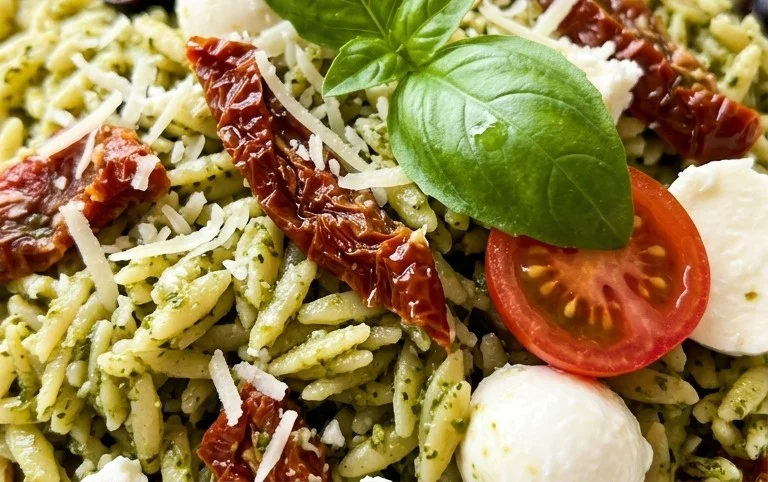 Sun Dried Tomato Orzo Pesto Salad