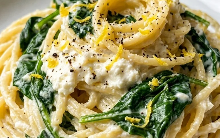 Lemon ricotta pasta & spinach