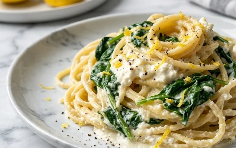 Lemon ricotta pasta & spinach