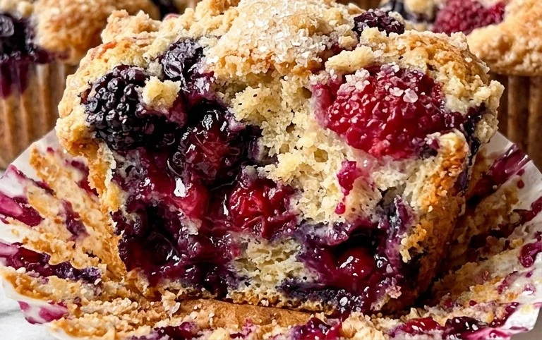 Bakery Style Mixed Berry Muffins | with Frozen Berries