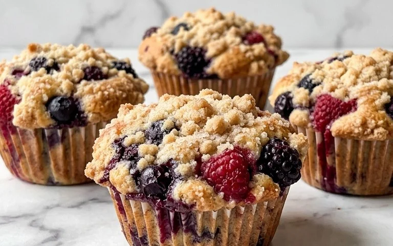 Bakery Style Mixed Berry Muffins | with Frozen Berries