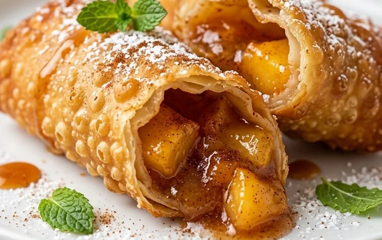 Peach Cobbler Egg Rolls
