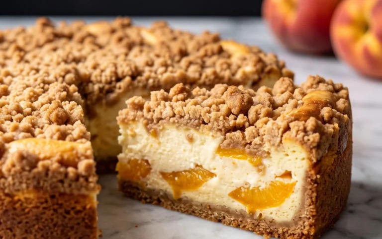 Peach Cream Cheese Cake with Streusel Topping